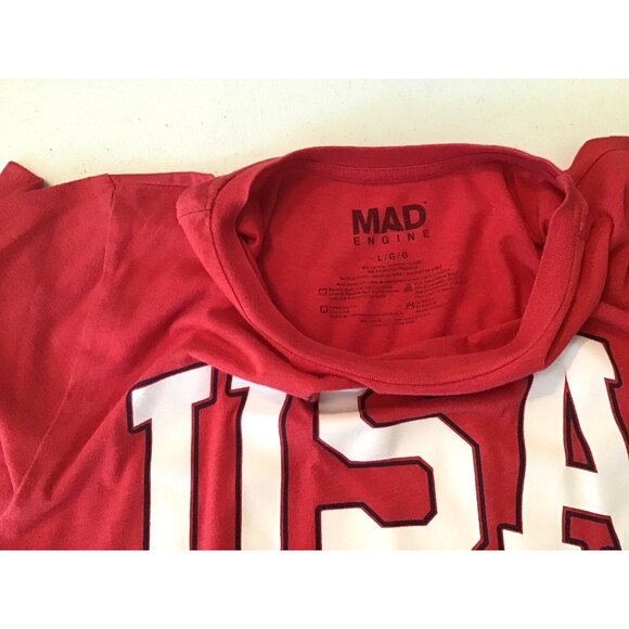 MAD ENGINE- MENS RED GRAPHIC SHORT SLEEVE CREW NECK T-SHIRT SIZE LARGE - Picture 3 of 6